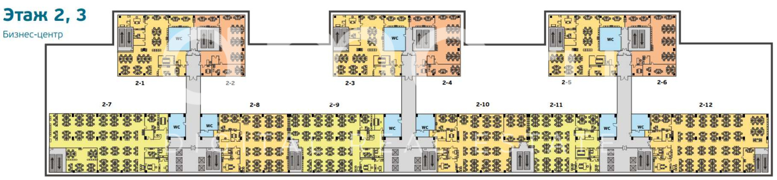 Планировка офиса 3085.7 м², 2 этаж, МФЦ «Амальтея»