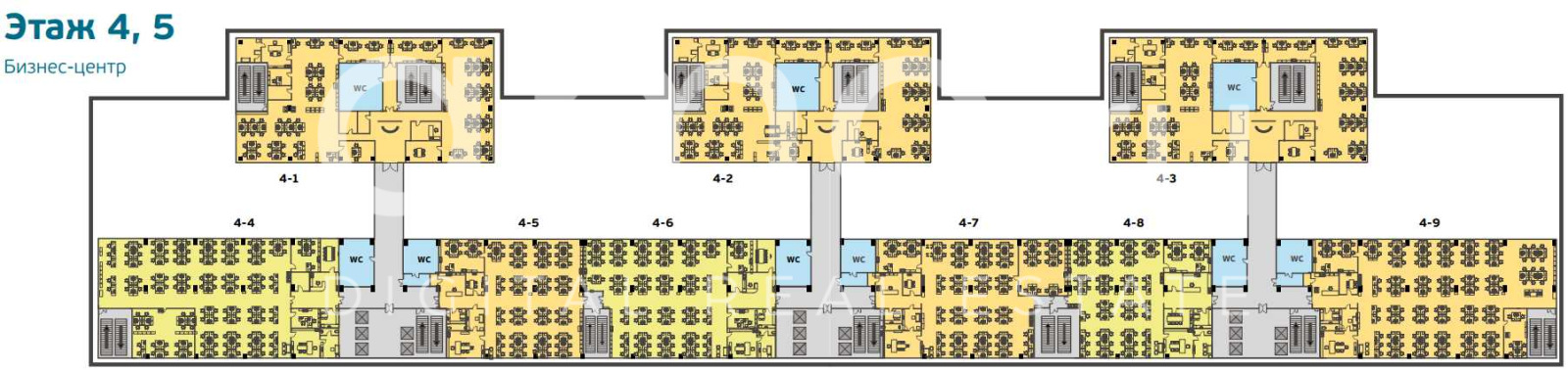 Планировка офиса 1119 м², 4 этаж, МФЦ «Амальтея»